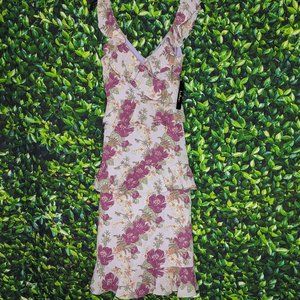 Lulu's Purple Green Ruffle Midi Dress